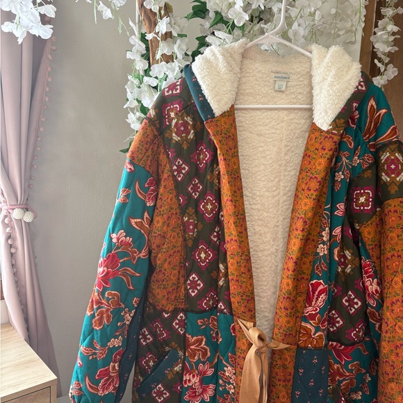 Sundance RARE Linnea Boho Multicolor Floral Quilted Robe - Picture 3 of 6